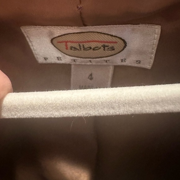 TALBOTS Women’s Faux Suede Blazer Jacket Tan Button Front Size 4 Petite - Picture 3 of 3
